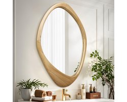 Grote Asymmetrische Wandspiegel met Houten Frame voor Woonkamer en Slaapkamer (60x40 cm)