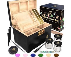 Grote bamboe opbergdoos met slot - decoratieve opslag box - houten container - ideale kist voor accessoires en meer