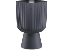 Grote bloempot 39 cm | Moderne bloempot met geribbelde structuur | Plantenbak voor binnen en buiten | Stabiele en duurzame tuinaccessoires