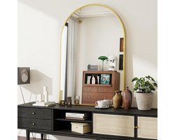 Grote boog wandspiegel 75x100 cm met slank frame voor badkamer en hal