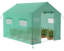 Grote broeikas, winterbestendig, met thermisch verzinkt stalen frame, foliekas, groen, inloopbaar tuinhuisje, ge茂soleerd, overwinteringstent voor planten, tuinkas, balkon, 3 x 2 x 2 m