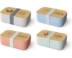 Grote Broodtrommel Groen met Houten Deksel en Scheidingswand - Lunchbox voor Brood en Snacks