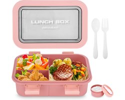 Grote Broodtrommel Set met Vakken (1250 ml) - Lunchbox/Ontbijtdoos voor Kinderen en Volwassenen