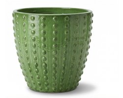 Grote buitenpot ATTILA 23x22cm appelgroen, handgemaakt van geglazuurd terracotta, vorstbestendig