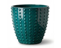 Grote buitenpot ATTILA 23x22cm petrolblauw, handgemaakt van geglazuurd terracotta, vorstbestendig