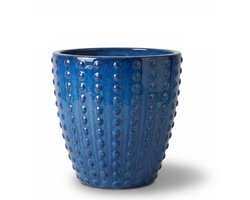 Grote buitenpot ATTILA 38x37cm antiekblauw, handgemaakt van geglazuurd terracotta, vorstbestendig