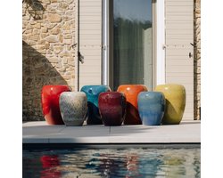 Grote buitenpot GALILEE 40x50cm paars, handgemaakt van geglazuurd terracotta, vorstbestendig