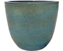 Grote buitenpot LANCELOT 29x26cm blauw ijzer, handgemaakt van geglazuurd terracotta, vorstbestendig
