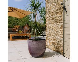 Grote buitenpot LANCELOT 47x41cm lichtpaars, handgemaakt van geglazuurd terracotta, vorstbestendig