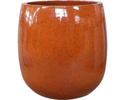 Grote buitenpot SOCRATE 32x33cm tropisch oranje, handgemaakt van geglazuurd terracotta, vorstbestendig