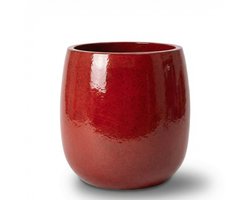 Grote buitenpot SOCRATE 32x33cm tropisch rood, handgemaakt van geglazuurd terracotta, vorstbestendig