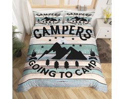 Grote Camping Dekbed Cover Set Vintage Houten Deur