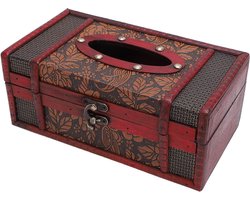 Grote Capaciteit Vintage Houten Tissue Box - Duurzaam Hout, Klassieke Textuur, Vintage Stijl