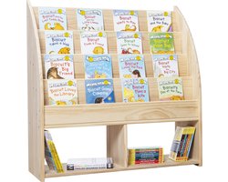 【Grote capaciteit】100% Massief Houten Montessori Boekenkast met Opbergruimte W90×H95×D35 - Opbergvakken - Kinderboekenrek - Kinderboekenplank - Children's Bookcase - Kinderkamerkast - Bibliotheekkoffer - Speelgoed Opbergkast - Toy organizer / Storage