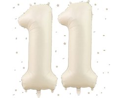 Grote Cijferballon 11 Beige/Crèmewit 101 cm Folie XL voor Kinderfeestjes