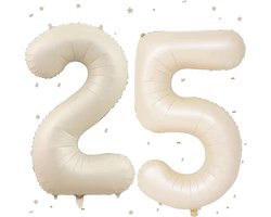 Grote Cijferballon 25 of 52 Verjaardag Beige Folieballon 101 cm