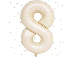 Grote Cijferballon 8 in Beige/Zandwit (101 cm) - Helium Folieballon voor Verjaardagen