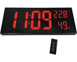 Grote Digitale XXL wand klok ROOD met draadloze afstandsbediening