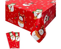 Grote Disposable Kersttafelkleed 137 x 274 cm - Rood Rectangular Tafelkleden voor Feestdagen, Kerstdecoratie en Kids Party