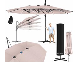 Grote Dubbele Zweefparasol 4,6m - 360° Draaibaar & Kantelbaar met Hoes