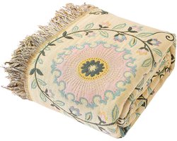 Grote Dubbelzijdige Woondeken Katoen Boho - 100% Biologisch Handgeweven Sprei voor Bank en Bed - 150x200cm