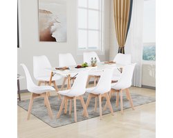 Grote Eetkamerset met Rechthoekige Tafel en 8 Stoelen voor Woonkamer of Keuken