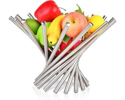Grote Fruitschaal voor Aanrecht - Roestvrij Staal - Opvouwbare Fruitmand - Woondecoratie - Brood & Groente Opslag Fruitschaal