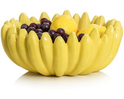 Grote fruitschaal voor op het aanrecht - 25,4 cm (10 inch) banaanvormige keramische fruitmand, sleutelschaal voor op de bijzettafel, decoratief middelpunt voor op het aanrecht of de eettafel.