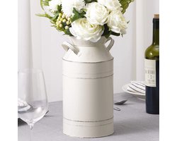 Grote Galvanized Metal Milk Can 30 cm Voor Decoratie - Rustieke Antieke Melkkan Vaas