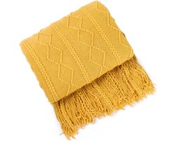 Grote Gebreide Woondeken Katoen - Kleurrijk Boho Stijl Sprij voor Bank en Woonkamer - 150 x 200 cm