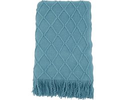 Grote Gebreide Woondeken met Franjes voor Bank en Bed