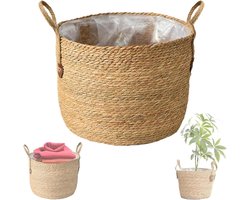 Grote gevlochten rieten mand voor planten - natuurlijke rotan bloempot - moderne binnenpotafdekking - praktische plantenmand voor huisdecoratie - elegante opslag (S) met diameter.