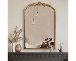 Grote gewelfde vintage wandspiegel 91x60 cm barokke sierlijke decoratie