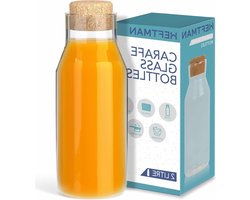 Grote glazen karaf - 2 liter karaf met kurkdeksel - water karaf - helder glazen fles met stop