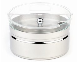 Grote Glazen Koelkom Set met Deksel en Zwarte Zuil voor Buffetten en Feesten