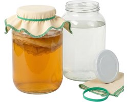 Grote Glazen Potten 4 L | Voor Kombucha, Kefir, Fermentatie | Luchtdichte Deksel | Brede Opening 10 cm | Inclusief Mousseline Doek | Glazen Potten voor Fermentatie, Transparant, Glas - A