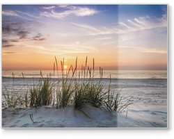 Grote glazen snijplank 40x30 cm Antislip en Hygiënisch Serveerplank Strand Zonsondergang
