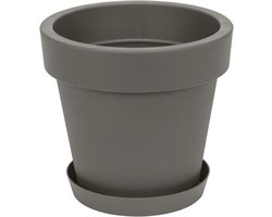 Grote grijze bloempot met schotel 40 cm voor binnen en buiten