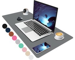 Grote Grijze Niet-Slip Bureau Mat van PU Leer - Waterdichte Bureau Bescherming en Bureau Accessoires voor Thuis en Kantoor (80x40cm)