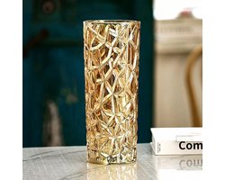 Grote Groene Kristallen Vaas 30 cm - Moderne Decoratieve Bloemenvaas voor Thuis en Cadeau