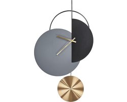 Grote Hangende Wandklok 60cm Modern Staal Grijs Zonder Cijfers