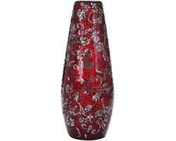 Grote Hoge Vaas 18 inch 40 cm Vazen voor Bloemen Handgemaakte Decoratieve Mozaïek Glitter Vaas Sprankelend Glas Cadeau Cadeau Cadeau (Grote Rode Roos)