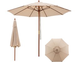 Grote Houten Parasol 260 cm Hoogte Verstelbaar Terras en Strand