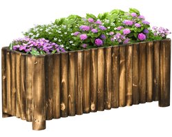 Grote Houten Plantenbak - Luxe Bloembak - Verhoogd Tuinbed - Kruidenbak - Groentebak - Bloembed - Kweekbak - Moestuinbak - voor Buiten, Terras, Tuin & Balkon - voor Groenten, Bloemen & Kruiden - 100 x 38,5 x 40 cm - Bruin