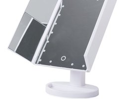Grote inklapbare make-up spiegel met vergroting (LED en USB) - wit