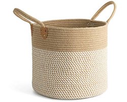 Grote jute mand met handgrepen - Opbergmand voor speelgoed, handdoeken en meer - Woondecoratie 35,5 x 35,5 x 30,5 cm