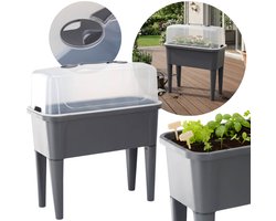 Grote kastafel met deksel, Kweektafel op poten, huiskas, plantenkweekbak met ventilatie 76x38x83 cm