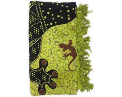 Grote Katoenen Plaid met Franjes 210x230 cm - Groen Batik Sprei voor Bank of Bed
