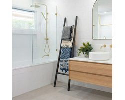 Grote Kemu Houten Ladder Zwart - 1.5m - Black - Japan Style - Zwarte Woonladder
