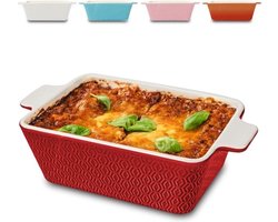 Grote keramische braadpan - extra hoge rand - antiaanbaklaag en krasbestendig - vierkant (Rode)